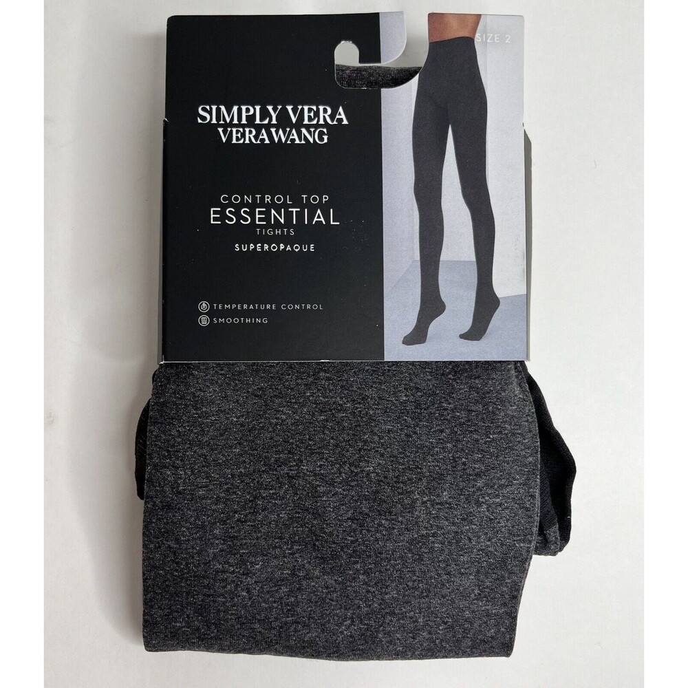 Simply Vera - Vera Wang Control Top Smoothing Grey Heather Tights Size 2 NEW